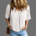 thumbnail image 2 of Timegard Tops for Women Ribbed V Neck Drop Shoulder Comfy Loose Tee Shirts Casual Short Sleeve Tops, 2 of 9