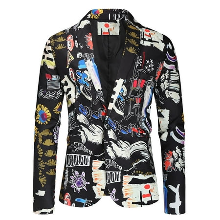 WREESH Autumn And Winter 3D Printing Trendy Men's Suit Jacket | Walmart ...