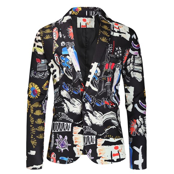 EGNMCR Mens Sport Coat, Casual Blazer, One Button Business Suit Jacket And Winter New Printing Trendy Fashion Men's Suit Jacket Women Coat
