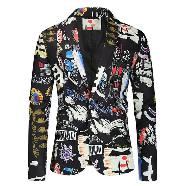 Qertyioot Men's Blazer Suit And Winter New Printing Trendy Fashion Jacket