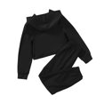 thumbnail image 3 of Bysome Toddler Girls Outfit Set Hooded Solid Color Butterfly Print Casual Fashion Long Sleeved Trousers Hoodie Long Sleeve Crew Neck Girl 2 Pieces Clothes Set Black Size 5-6 Years, 3 of 8