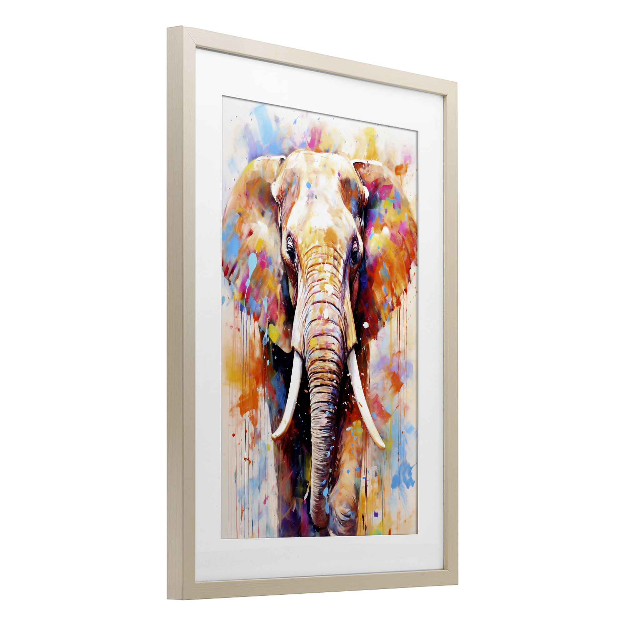 Stupell Industries Wild Elephant Bull Birch Framed Print Under Glass, design by Ray Powers