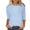 thumbnail image 1 of QTOCIO 3/4 Hauts à Manches pour Femmes, Hauts d'Été à Manches 3/4 pour Femmes, T-Shirts de Mode Décontractés Col Rond Manches 3/4 T-Shirt Ample Blouses pour Dames, 1 of 5