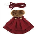 thumbnail image 3 of Wool Fur-Trimmed Dog Harness Coat - Burgundy Medium, 3 of 4