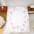 thumbnail image 5 of jejeloiu Kawaii Bow Twin Sheet Sets,Girls Bow Knot Twin Fitted Sheet,Pink White Flower Flat Sheet For Child,Breathable Bedroom Decorative,3 Pieces, 5 of 7