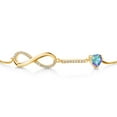 thumbnail image 3 of Gem Stone King 18K Yellow Gold Plated Silver Infinity Bracelet for Women with Heart Mystic Topaz and Moissanite (1.13 Cttw, Box Chain Fully Adjustable up to 9 inch), 3 of 6