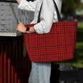 thumbnail image 4 of Wukai Red Black Houndstooth Print Zipper Bag,large Beach Tote Bag,Waterproof Sandproof Bag,Grocery and Picnic Tote Travel Bag, 4 of 5