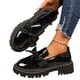 thumbnail image 5 of Xucatan Women's Patent Leather Tassel Loafers, Chunky Sole Slip-On Flat Shoes, Classic British Style Casual Shoes for Women, Plus Size Uniform Shoes Gift, 5 of 7
