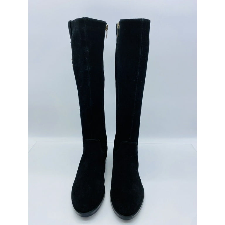 Marc Fisher Women Secrit Medium Calf Leather Tall Shaft Boots Black Suede US 6.5