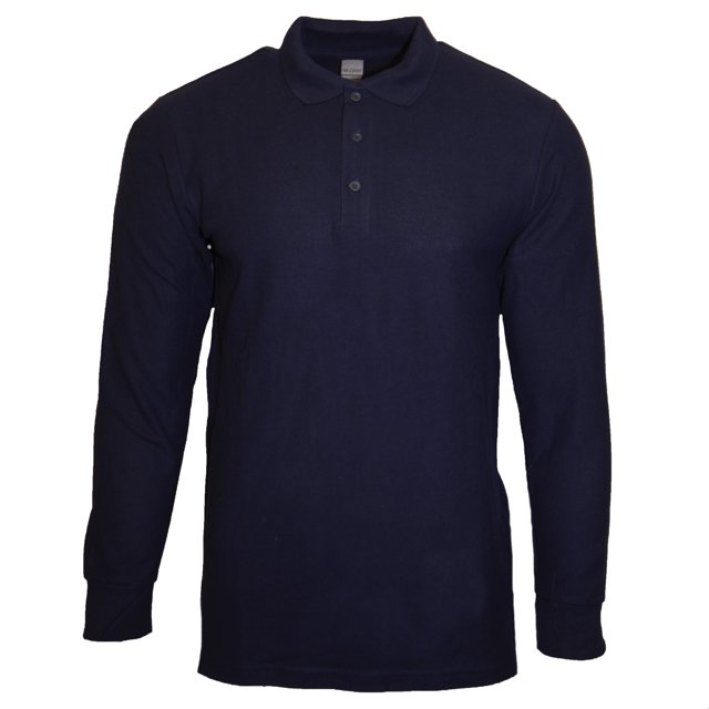 Gildan - Polo pique doble manga larga Modelo Premiun algodón hombre caballero (Azul marino)