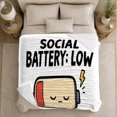thumbnail image 5 of Sociable Battery Low, Playful Artistic Scene, Warm Flannel Blanket for Office and Dorm with Detailed Artwork with Rich Color Accents, Art Lovers Thanksgiving Gift, Playful Home Decor, 5 of 9