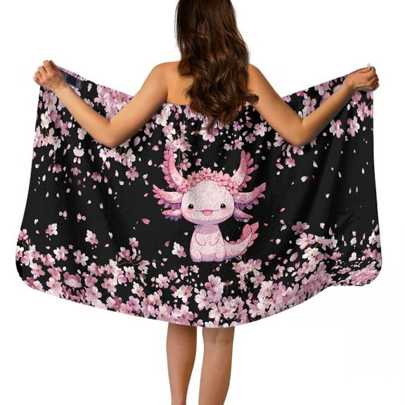 Yuyamidu Cherry Blossom Towel Wrap for Women Comfy Bath Wrap with Pocket Multipurpose Bath Towels Reusable Shower Wrap Towel Quick Dry Bath Robe Size XL