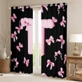 thumbnail image 2 of Feelyou Pink Initial T Letter Curtains Pack of 2 (42x84 Each), Princess Cartoon Ribbon Curtains Blackout, Fashion Buffalo Bowknot Bedroom Curtains, Living Room Curtains Decor, 2 of 6