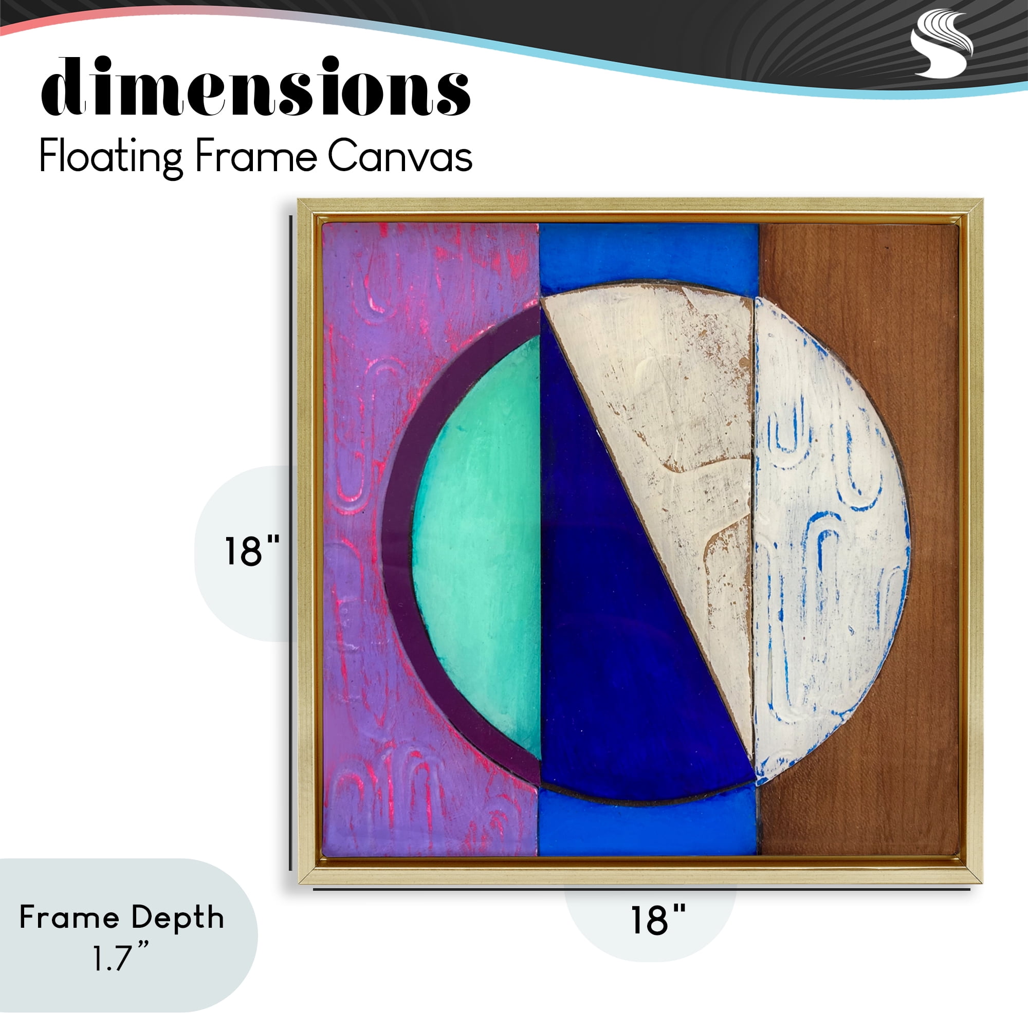 Stupell Industries Structured Blue & Purple Circle Gold Framed Floater Canvas Wall Art, design by Matthew Finger