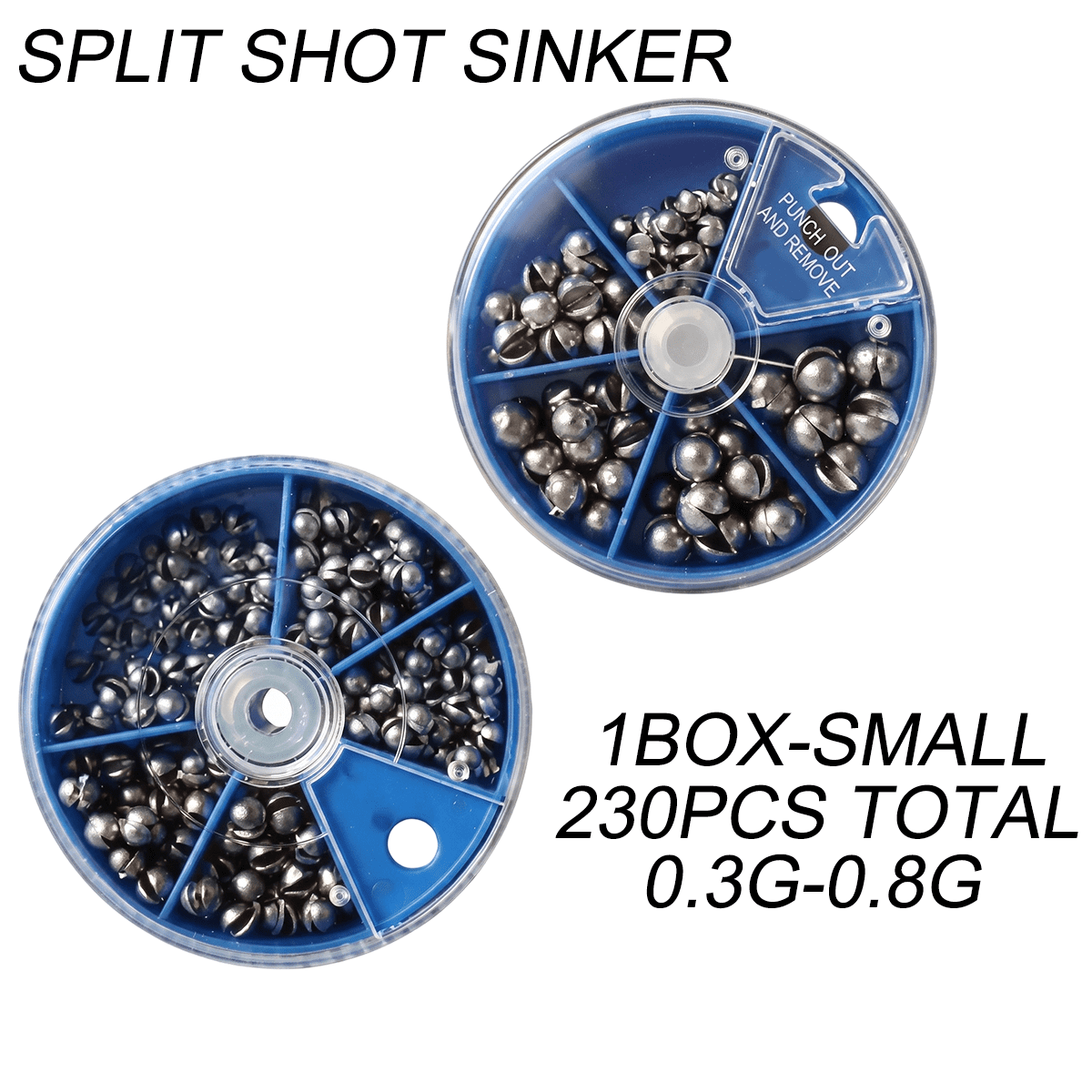 Split Shot Fishing Weights 2 Sizes Assorted Open Clip Lead Sinkers Reusable Round Split Shot Sinkers for Freshwater Saltwater Trout Bass Crappie Fishing Tackle Accessories