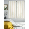 thumbnail image 3 of Cream and Sheer Curtains 72 inches Long 2 Panels Set White Striped Geometric Tiers Sheers Rod Pocket Small Window Short Curtains for Kitchen Cafe, Each 52" W x 72" L, 3 of 7
