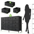 thumbnail image 6 of Black Dresser for Bedroom TV Stand with 13 Drawers for for 55" TV, Fabric Wide Dresser for Living Room, 6 of 10