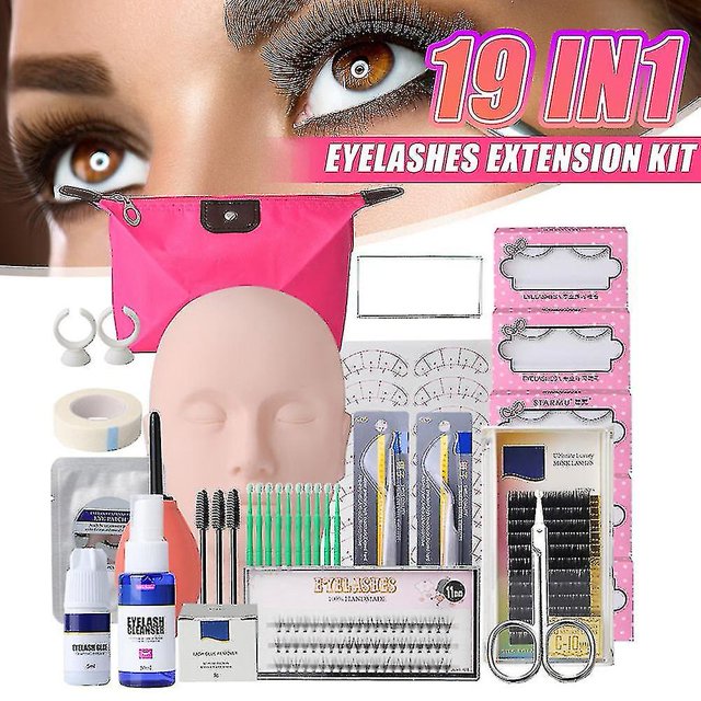 19 unids/set Kit de práctica de extensión de pestañas cabeza de maniquí injerto herramientas de pestañas bolsa de almacenamiento Setbebetter kaili Sencillez