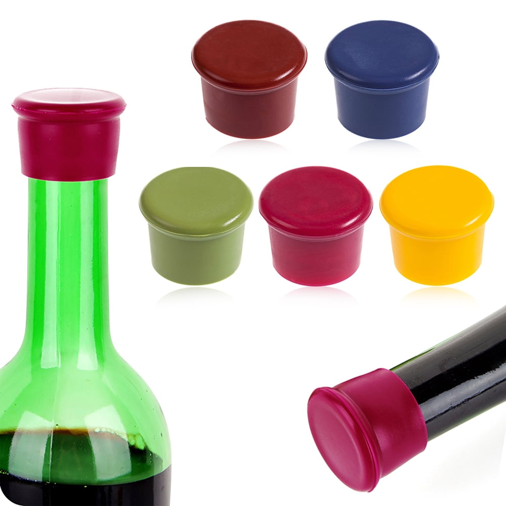 JATOK 5PCS Wine Stoppers Reusable Silicone Wine Corks Glass Corks