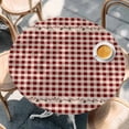 thumbnail image 2 of Country Star Plaid Round Tablecloth, Fitted Table Cover with Elastic for 36"-44" Round Tables, Retro Red American Farm Barn Berry Table Cloth Outdoor Indoor Dinning Party Waterproof Tablecloths, 2 of 7