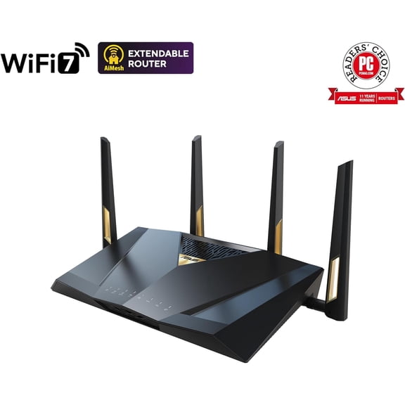 Restored ASUS - RT-BE7200 Dual-Band Wi-Fi 7 Router - Black (Refurbished)