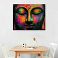 thumbnail image 2 of Colorful Abstract Buddha Face Single Unframed Canvas Print 16x20 Inches - Living Room Bedroom Wall Art Decor - Modern Art Print, 2 of 6