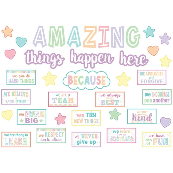 Teacher Created Resources Pastel Pop Amazing Things Happen Here Bulletin Board Set