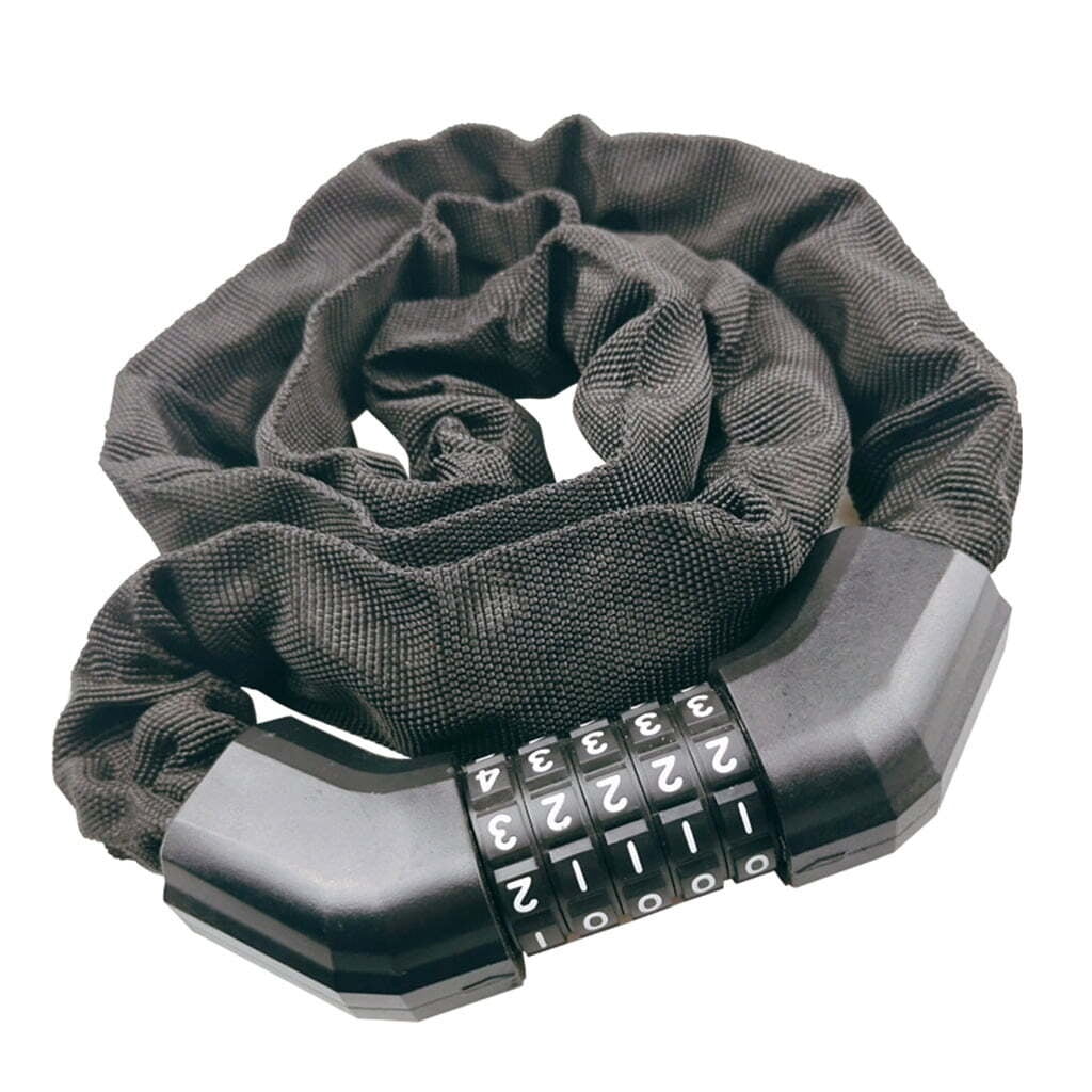 Fabric-Covered Anti-Scratch Combination Chain Lock | High-Strength Anti-Cut Chain Lock | Keyless Chain Lock for Mountain Bikes and E-Bikes