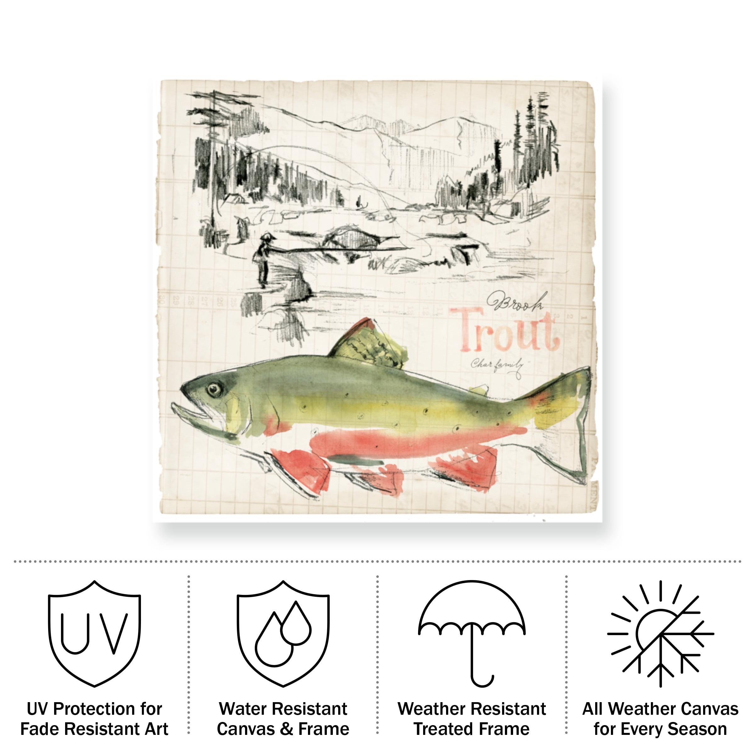 Jennifer Paxton Parker 'Trout Journal II' Outdoor All-Weather Wall Decor