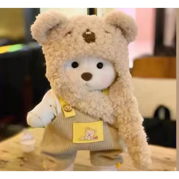 Oso de peluche Kawaii de 30cm para niños, ropa de muñeca, oso suave, blanco y marrón, cómodo, lindo, regalo