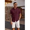 thumbnail image 2 of COOFANDY Mens Linen Textured Vacation Beach Shirt Collared Button Down Shirt Short Sleeve Casual Shirts, 2 of 6