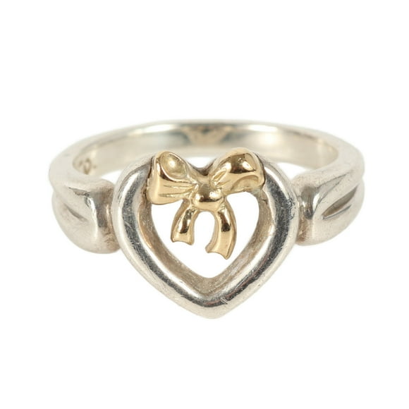 Pre-Owned TIFFANY&Co. Tiffany Size: 7 Heart Ribbon Combination Ring Silver 925 AU750... (Good)