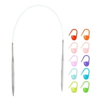 Uxcell Knitting Needles Size US 8(5mm) Circular Needle 16 Inch(40cm) Round Metal Stainless Steel Needle for Handmade Projects DIY Knitting