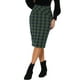 thumbnail image 1 of Falda lápiz de cuadros de longitud a la rodilla con cintura alta elástica y cremallera lateral para mujer INSPIRE CHIC verde XS, 1 of 6