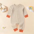 thumbnail image 2 of EnJoCho Casual Romper for Baby Baby Boys Girls Romper Long Sleeve Wrap Feet Autumn Winter Solid Color Button Suit Toddler Girl Trendy Clothing Casual Home Bodysuit, 2 of 8