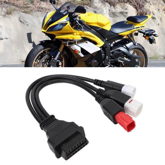 Motorcycle OBD Diagnostic Cable, Plug and Play Fault Code Reader Adaptor 3 In 1 16Pin To 3PIN 4PIN 6PIN for CB125F CBR500R