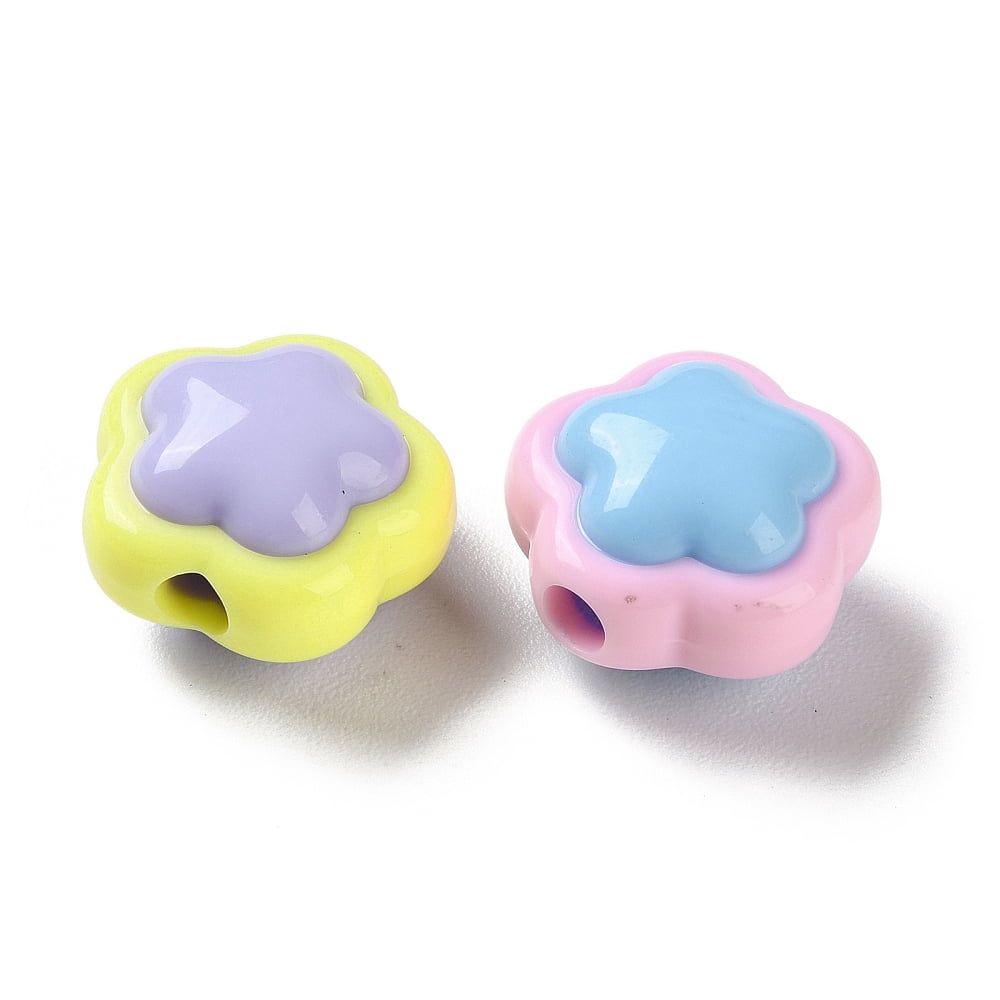 500gs Two Tone Opaque Acrylic Beads Flower 17x17.5x12mm Hole: 3.7mm