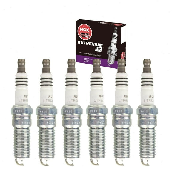 6 pc NGK Ruthenium HX Spark Plugs compatible with Ford F-150 3.3L 3.5L 3.7L V6 2011-2021