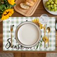 thumbnail image 4 of Sunflowers Farmhouse Placemats Set of 4, Sage Green Plaid Pastoral Rustic Placemats for Dining Table, Place Mats for Kitchen Tabletop, Waterproof Wipeable Dining Table Mats Set, 4 of 9
