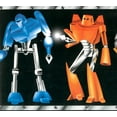 thumbnail image 1 of Fond d'Écran Précollé Bord - Robots Bleu, Rouge, Vert, Orange Bord de Mur Design Rétro, 15 Pi x 8 Po (4,57 M x 20,32 Cm), 1 of 5