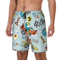 thumbnail image 1 of Cauagu Cartoon Car Racing Print Mens Swim Trunks Quick Dry Board Shorts Swim Shorts with Compression Liner Bathing Suits-XX-Large, 1 of 6