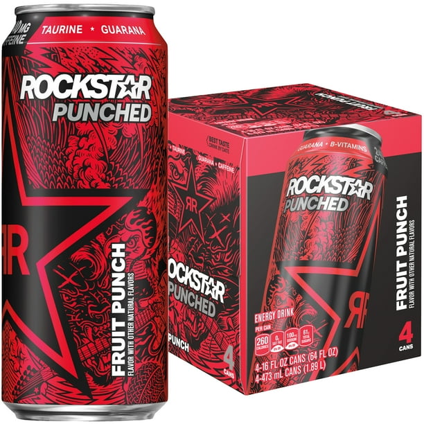 Rockstar Punched Energy Drink, 16 oz Cans, 4 Count