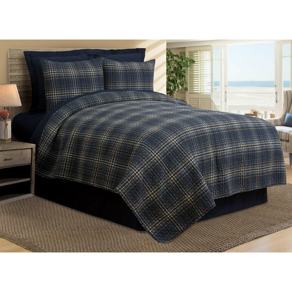 Harvey Plaid Twin Cotton Lightweight Machine Washable Reversible Quilt