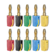 thumbnail image 1 of 10 Conectores Tipo Banana de 4 mm de Conexión Rápida de Alta Corriente, Chapados en , para Pruebas Eléctricas de 32 A, 1 of 5
