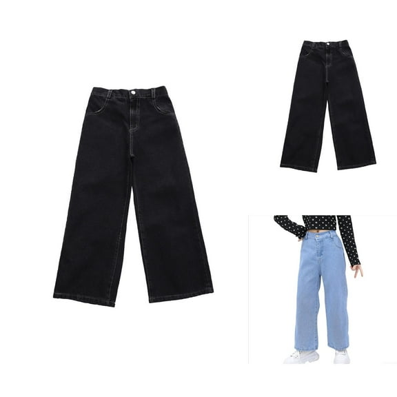 Girls Pants Girls Fashion Stylish Casual Wide Leg Denim Jeans for Kids - Comfortable and Attire for Ages 5 to 14 Years