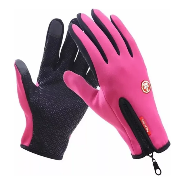 Guantes Impermeables Pantalla Táctil Ligera Para Moto Esquí Color Rosa Talla M