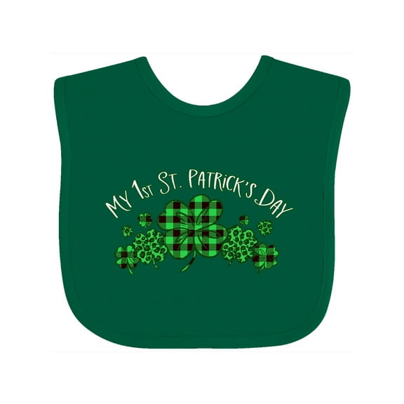 Inktastic My 1st St. Patrick's Day with Plaid Shamrocks Boys or Girls Baby Bib