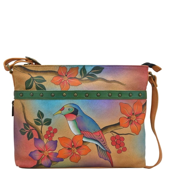 Anna by Anuschka Women's Hanpainted Leather Organizer Crossbody