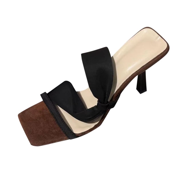 Mujeres Zapatillas Del Nudo de la Pata Abierta Del Dedo Del Pie de la Mula de Satén, Zapatillas Casuales Cómodas de la Primavera Del Verano Del Tamaño Más de las Mujeres