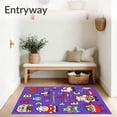 thumbnail image 3 of ODIKA 3'x5' Machine Washable Non-Slip Area Rug, Farmyard Friends Alphabet Scholar Growth Intelligence Training Surface High Traffic Rug with Pad, Purple, 679134, 3 of 8